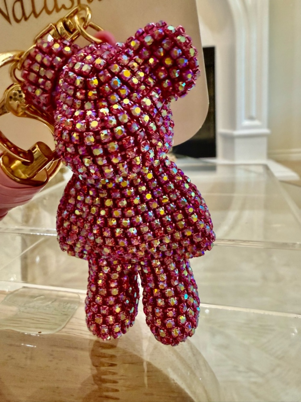 Natasha Pink Crystal Teddy Keychain - Picture 5 of 5
